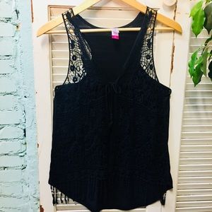 Crochet Black Fringe Vest